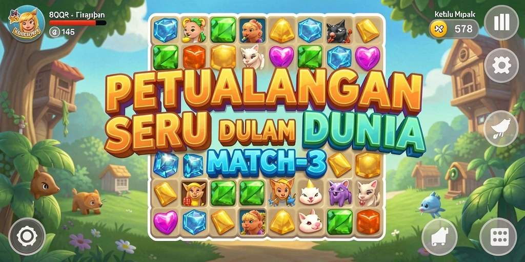 Tampilan gameplay yang menawan dari 8QR saat mencocokkan permata.