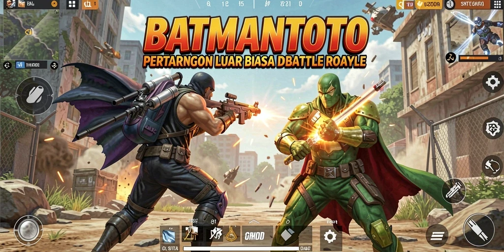 Tangkapan layar permainan BATMANTOTO yang menunjukkan aksi Battle Royale intens.