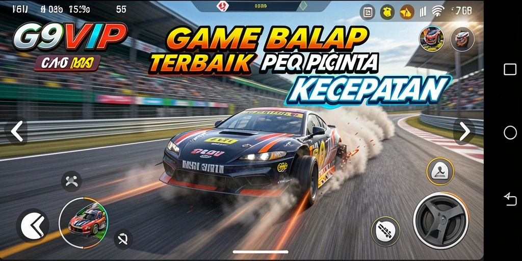 Tampilan gameplay balap yang seru dan mendebarkan.