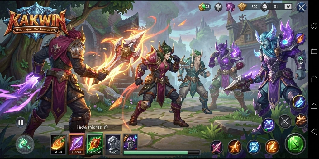 Tangkapan layar gameplay KAKWIN dengan pertarungan seru ARPG.