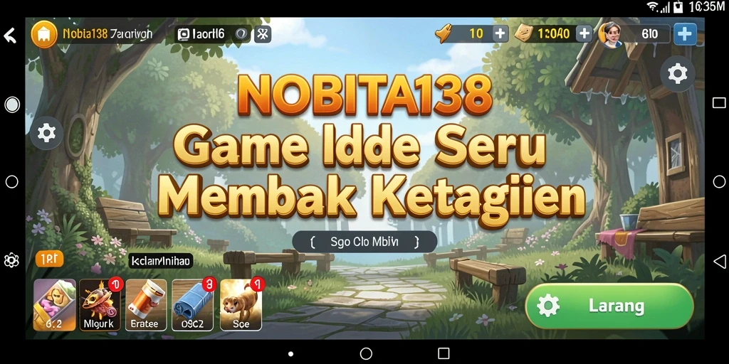 Screenshot gameplay NOBITA138 menampilkan karakter bekerja dalam mode Idle.