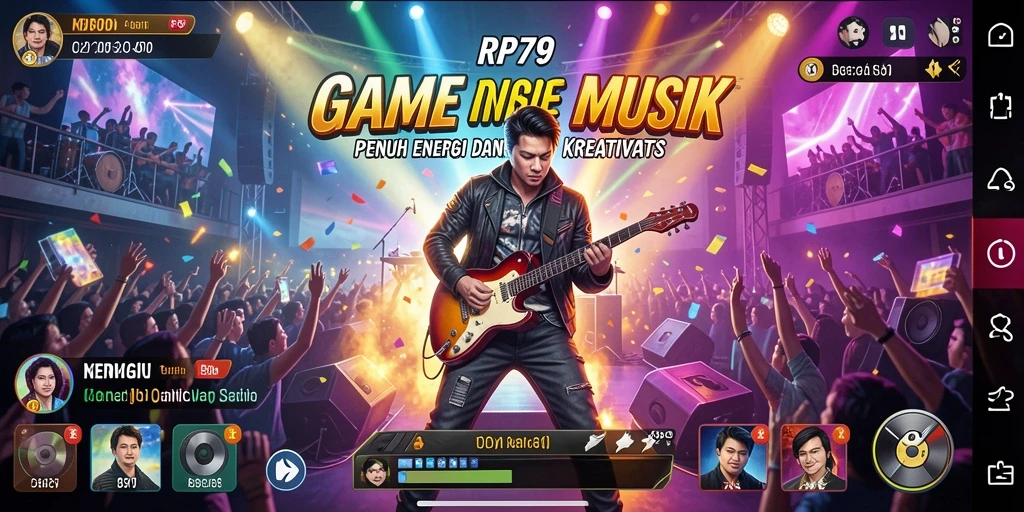 Tampilan gameplay RP79 dengan berbagai lagu menarik dan tantangan.