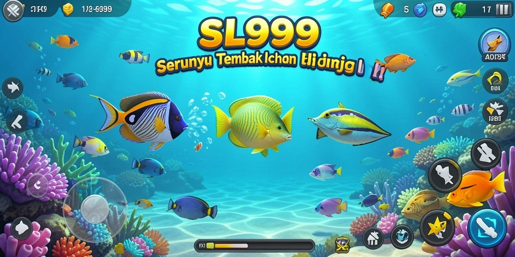 Tangkapan layar gameplay SL999 yang menampilkan momen menangkap ikan yang spektakuler.