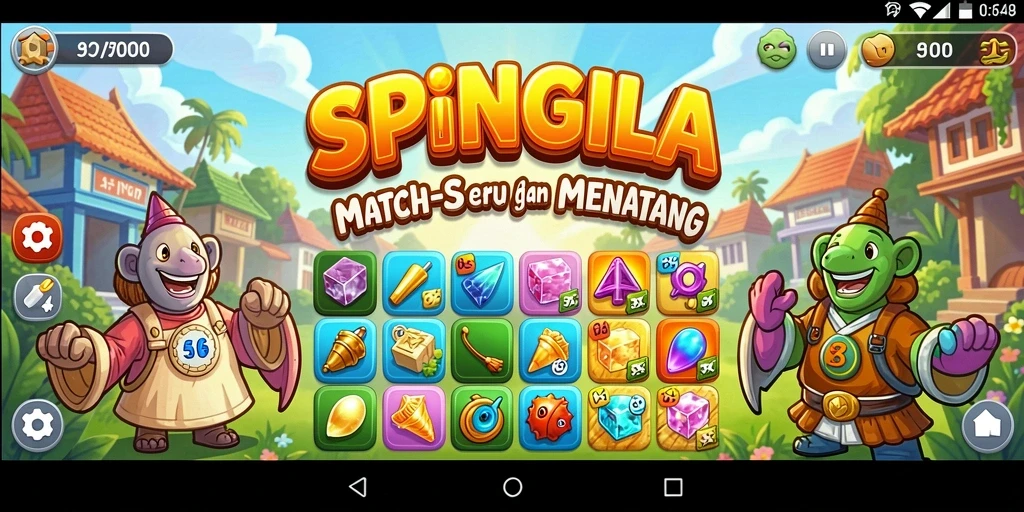 Tampilan menarik dari gameplay SPINGILA dalam kategori Match-3.
